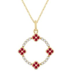 Sonata Clover Circle Gemstone & Diamond Pendant