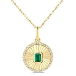 Freya Round Shape Fluted Medallion Gemstone & Diamond Pendant