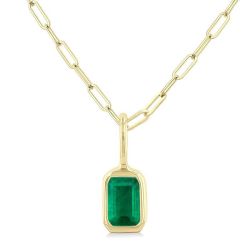 Thalia Emerald Shape Bezel Set Paperclip Gemstone Fashion Pendant