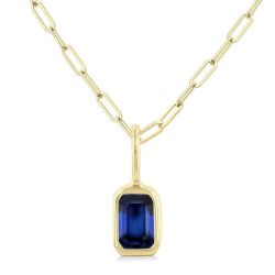 Aria Emerald Shape Bezel Set Paperclip Gemstone Fashion Pendant