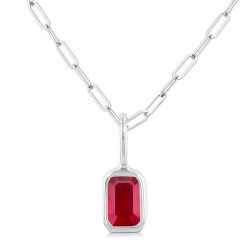 Solstice Emerald Shape Bezel Set Paperclip Gemstone Fashion Pendant