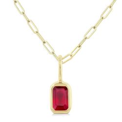 Vesper Emerald Shape Bezel Set Paperclip Gemstone Fashion Pendant