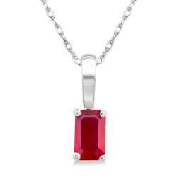  Emerald Shape Gemstone Solitaire Pendant