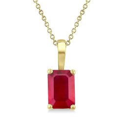 Ardenna Emerald Solitaire Pendant in 14K Yellow Gold