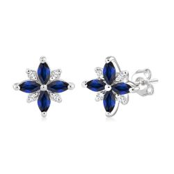 Blossom Marquise Shape Gemstone & Diamond Earrings