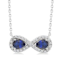 Nimbus Pear Shape Infinity Gemstone & Halo Diamond Pendant