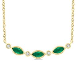 Marquise Shape Gemstone & Diamond Fashion Necklace