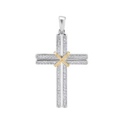 Diamond Cross Two Tone Pendant