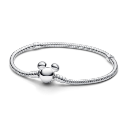 Disney Mickey Mouse Clasp Moments Snake Chain Bracelet 6.7"
