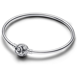 Silver Encircled Clasp Bangle 7.5"