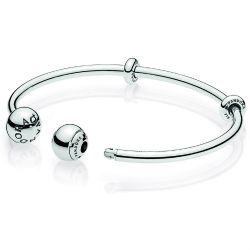 Open Bangle Charm Bracelet 6.3"