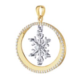 Diamond Oval Frame Snowflake Pendant