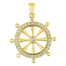 Diamond Ship Wheel Pendant