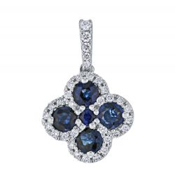 Diamond and Genuine Sapphire Clover Pendant