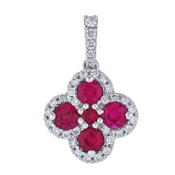 Diamond and Genuine Ruby Clover Pendant