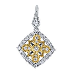 Diamond Cushion Shaped Two Tone Pendant