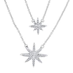Diamond Double Dangle Starburst Necklace