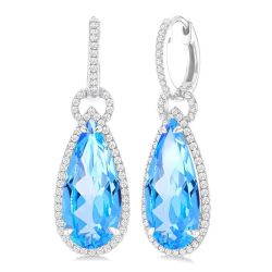 AeLysLux 14K White Gold Diamond Halo Earrings