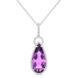 Sonata Pear Shape Gemstone & Halo Diamond Pendant
