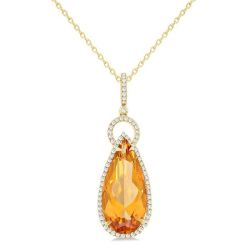 Vesper Pear Shape Gemstone & Halo Diamond Pendant