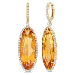Auriel Radiance 14K Yellow Gold Oval-Cut Citrine & Diamond Halo Earrings