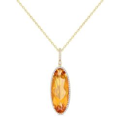 Auriel Dawn 14K Yellow Gold Oval-Cut Citrine & Diamond Halo Pendant