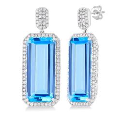 LinVioVer 14K White Gold Diamond Halo Earrings