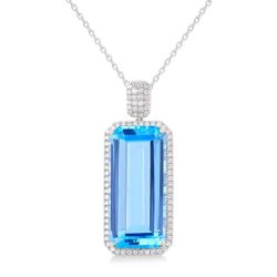 Ember Emerald Shape Gemstone & Halo Diamond Pendant