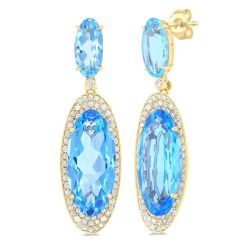 Azure Radiance 14K Yellow Gold Blue Topaz Drop Earrings