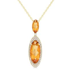 Solara Dawn 14K Yellow Gold Oval-Cut Citrine & Diamond Halo Pendant
