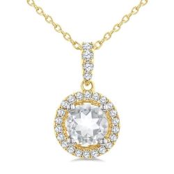 Round Shape Halo Gemstone Pendant