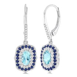 OraVerVal 14K White Gold Diamond Halo Earrings