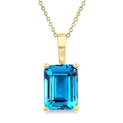 Soltrella Octagon Blue Topaz Pendant in 14K Yellow Gold