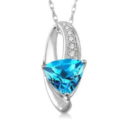 Trillion Shape Gemstone & Diamond Pendant