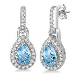 Pear Shape Gemstone & Diamond Earrings