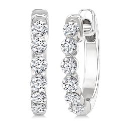 LinLuxOra 14K White Gold Diamond Bezel Earrings