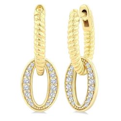 Oval Interlock Rope Diamond Fashion Earrings