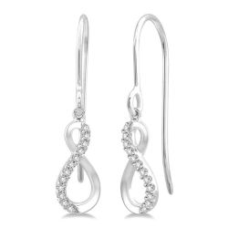 RaVer 14K White Gold Diamond Infinity Earrings