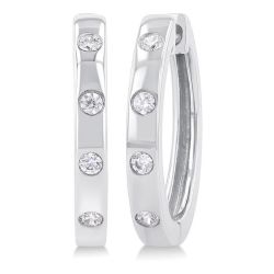 ValSolPho 14K White Gold Diamond Bezel Earrings