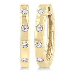 LoLuxLux 14K White Gold Diamond Bezel Earrings