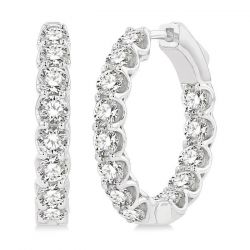 3/4-Inch Round Inside-Out Diamond Hoop Earrings