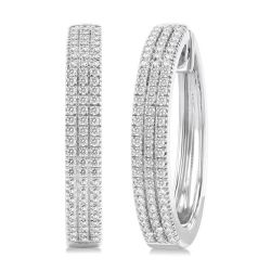 LuxLoIon 14K White Gold Diamond Pave Earrings