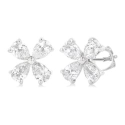 CelLoSol 14K White Gold Diamond Floral Earrings
