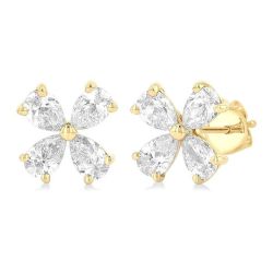 VioDorLys NoAeIs 14K White Gold Diamond Floral Earrings
