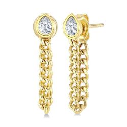 Pear Shape Cuban Bezel Diamond Fashion Earrings