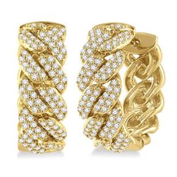 Cuban Diamond Fashion Hoop Earrings