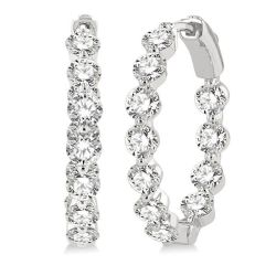 IsVel 14K White Gold Diamond Bezel Earrings