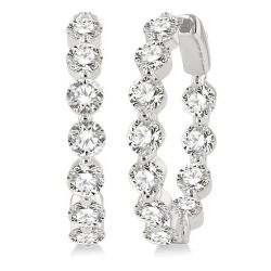 LysEl 14K White Gold Diamond Bezel Earrings