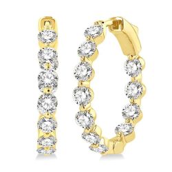 PhoAeOn 14K White Gold Diamond Bezel Earrings