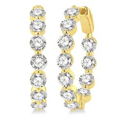 ElOnTh 14K White Gold Diamond Bezel Earrings